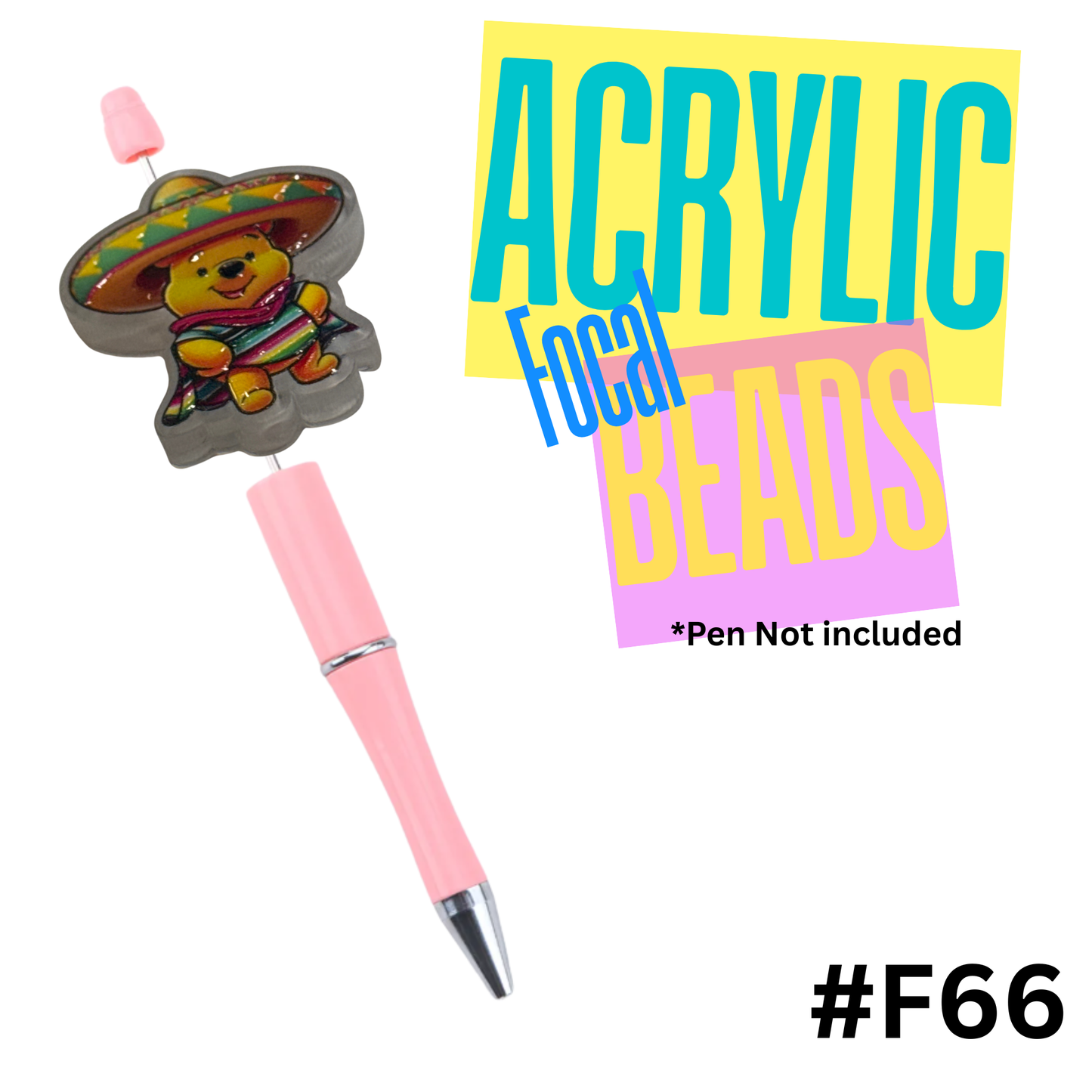 F66 Fiesta Pooh Acrylic Focal Bead