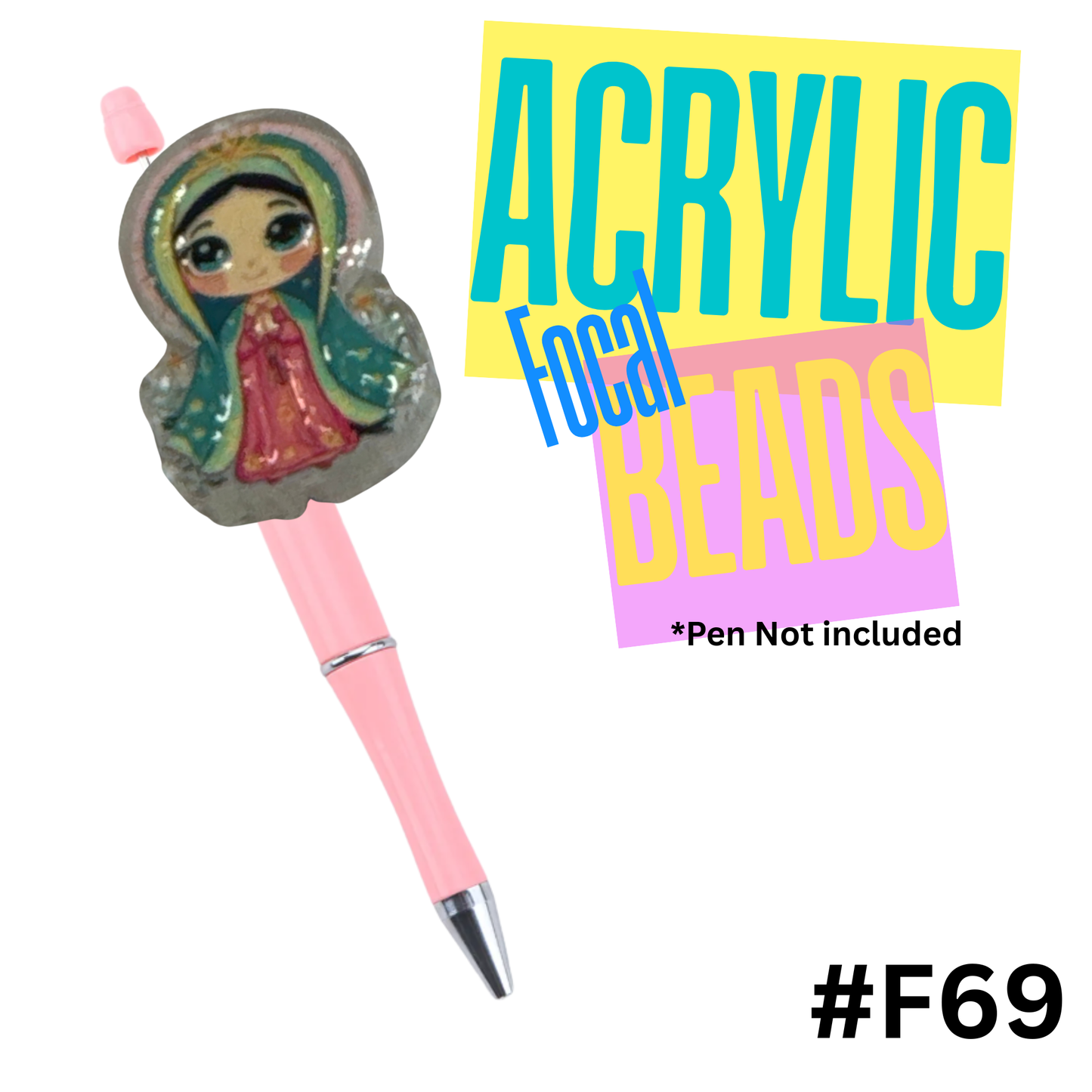 F69 Virgin Mary Acrylic Focal Bead