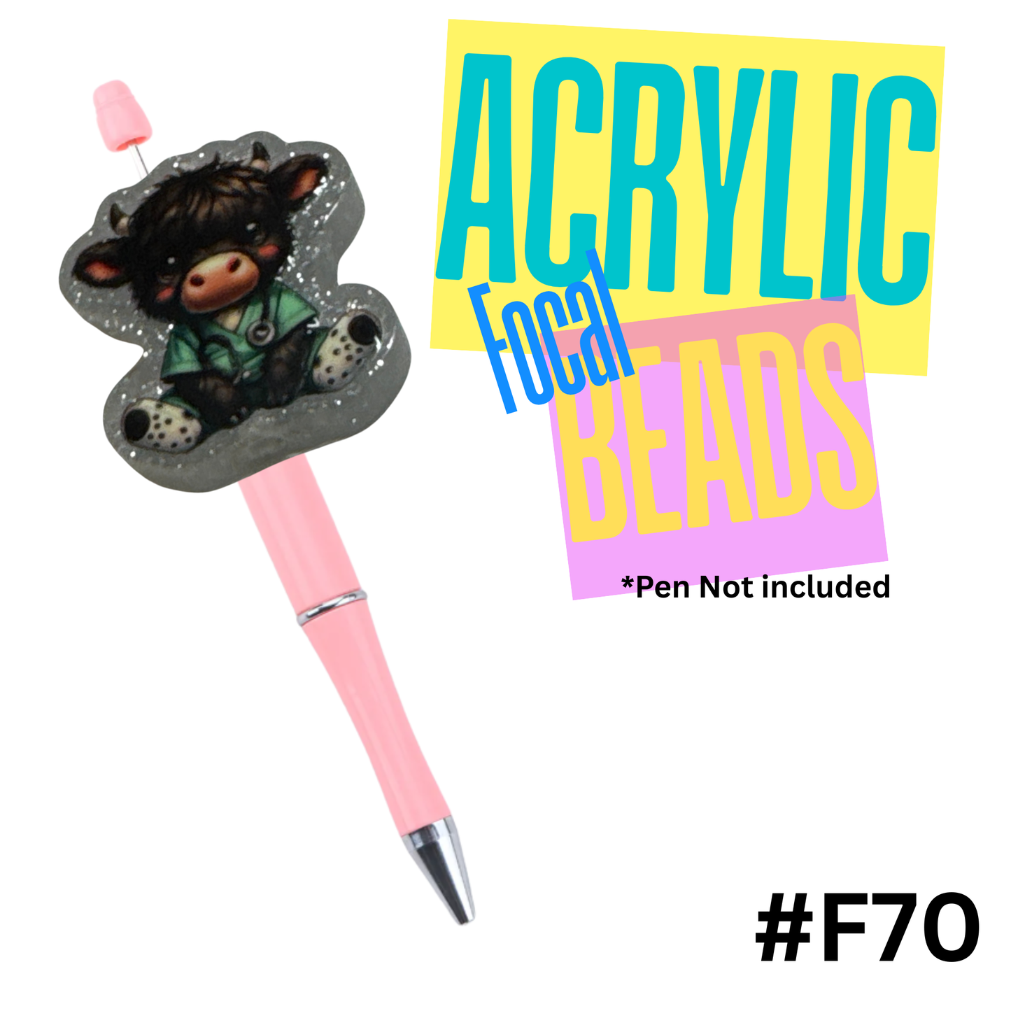 F70 Highland Cow Acrylic Focal Bead