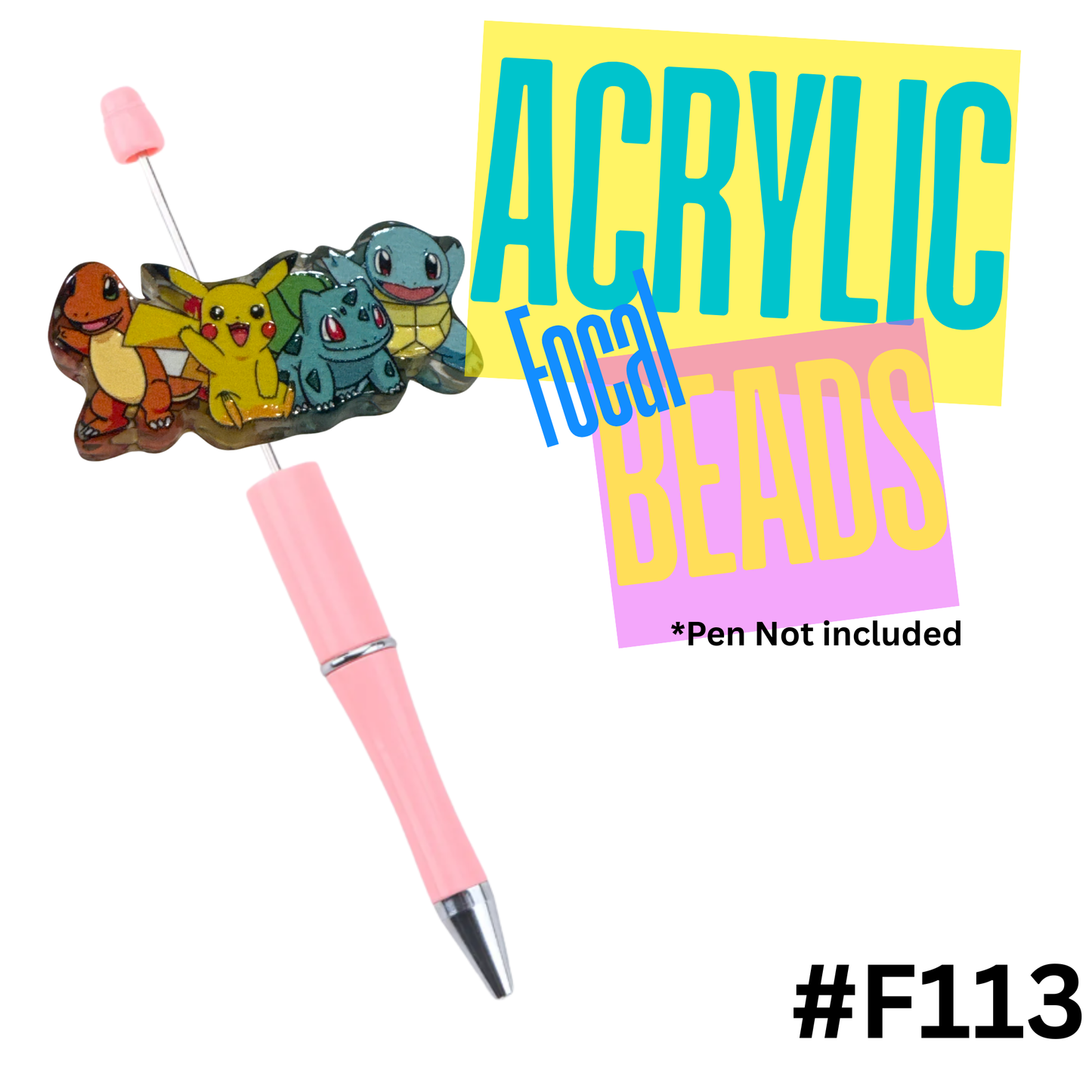 F113 Poke Go Friends Acrylic Focal Bead