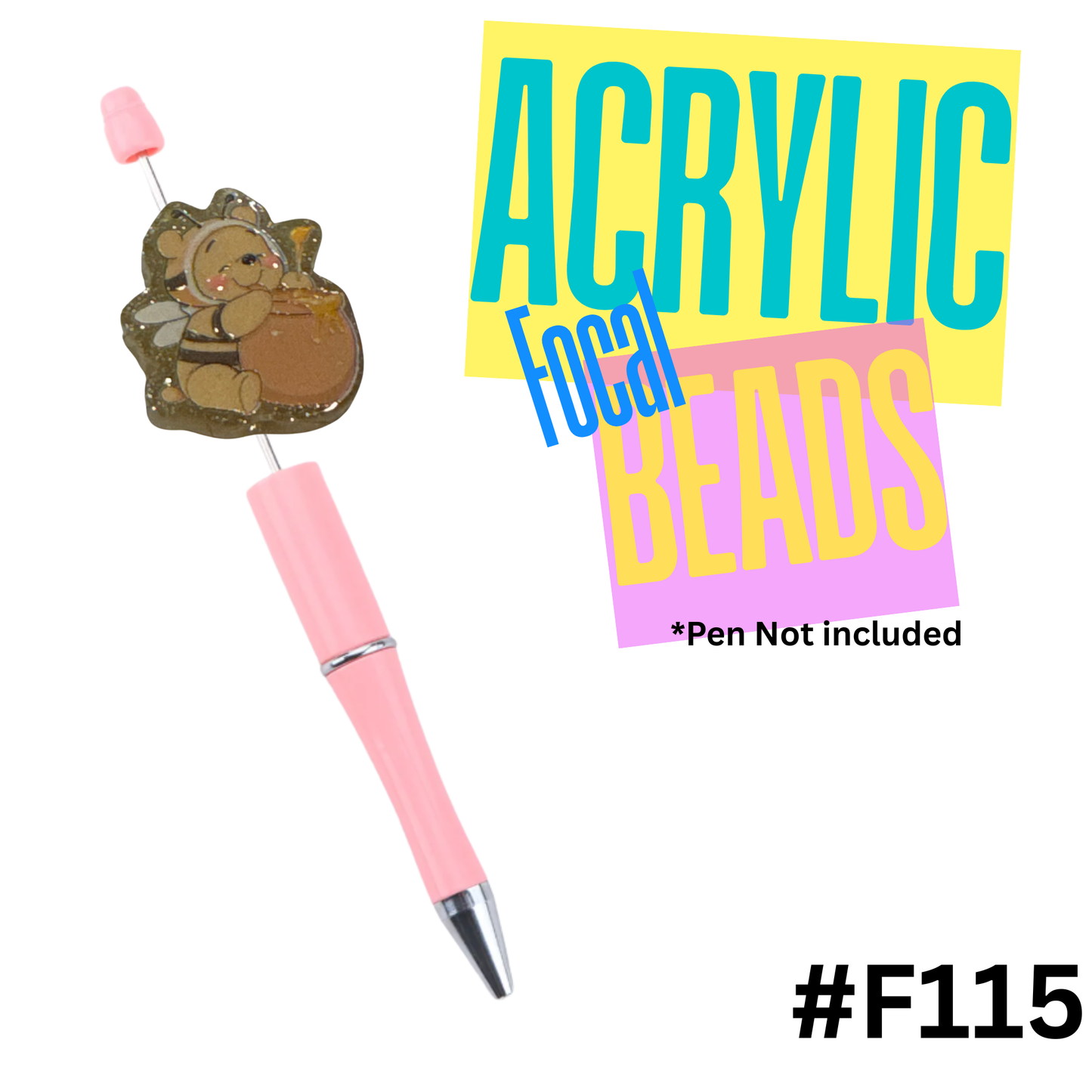 F115 Honey Loving Beepooh Acrylic Focal Bead