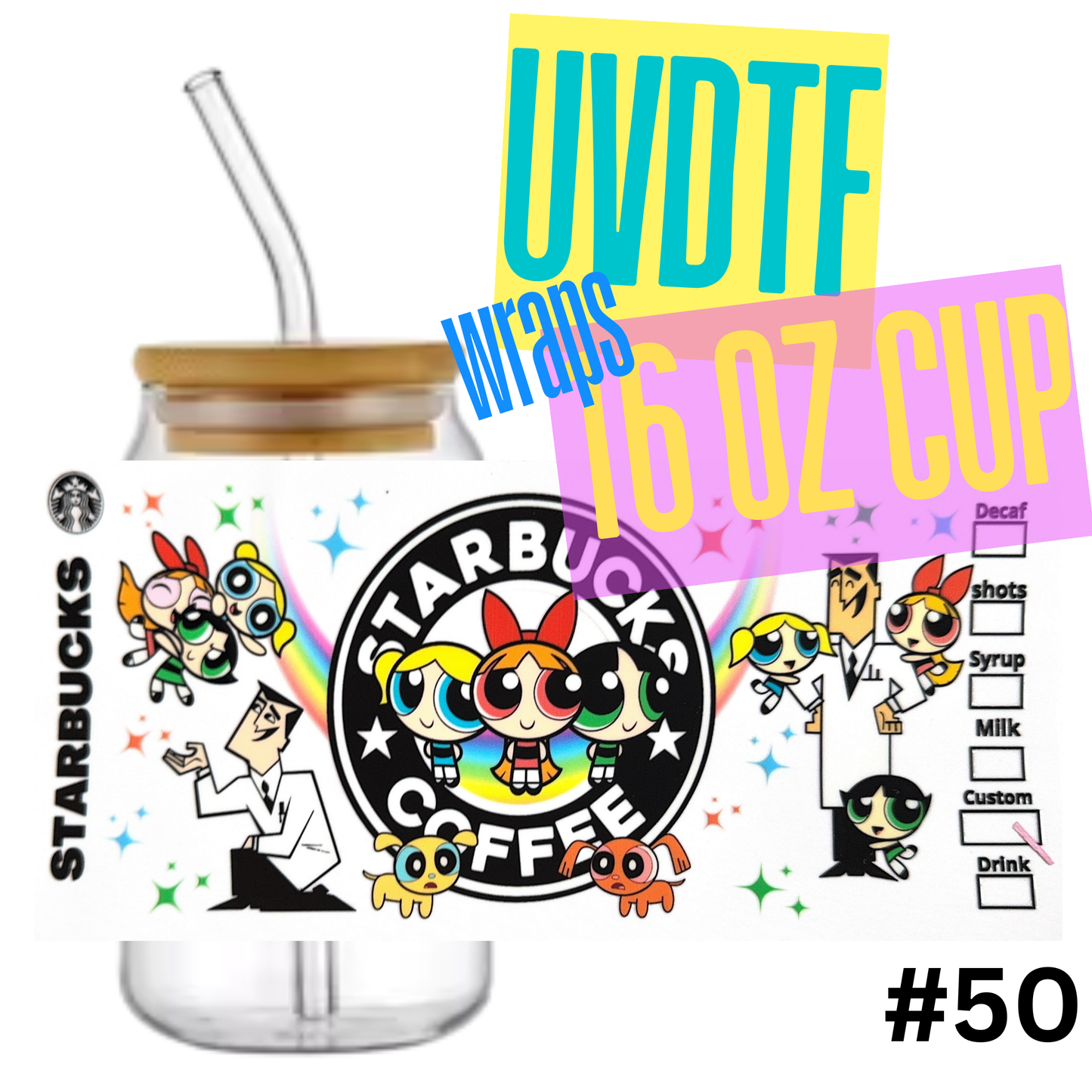 16oz Libby Glass Can UVDTF Wrap – Waterproof Ready-to-Apply Decal