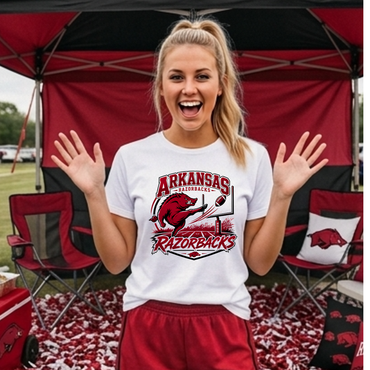 Arkansas Kicking Field Goal DTF Print Only