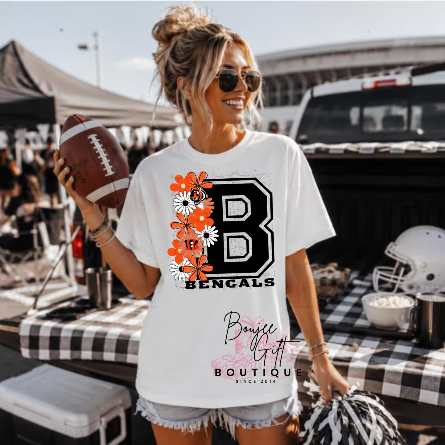 Bengals with Flowers DTF - PRINT ONLY