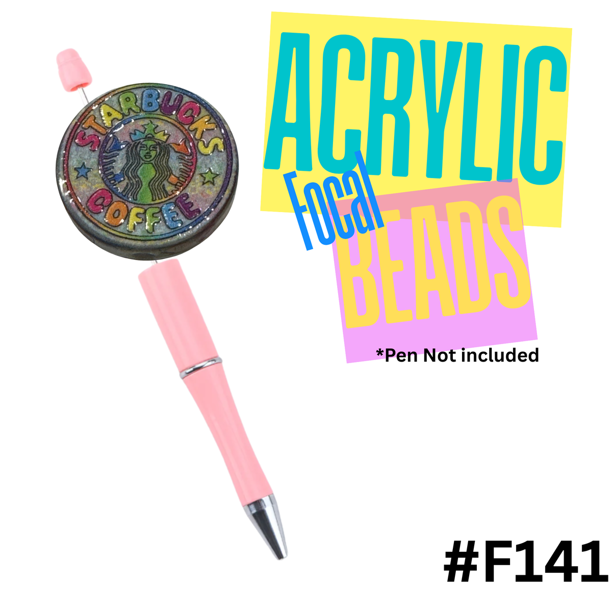 F141 Multi-Colored Starby Logo Acrylic Focal Bead