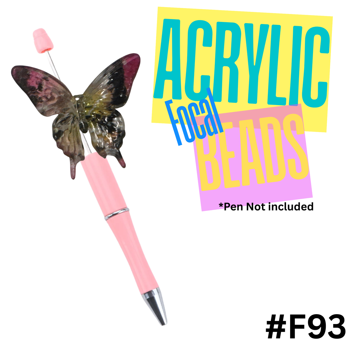 F93 Butterfly Yellow and Pink Acrylic Focal Bead
