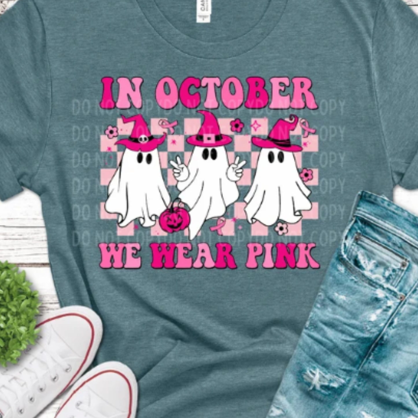 In October we wear pink Checkered Board DTF Print Only