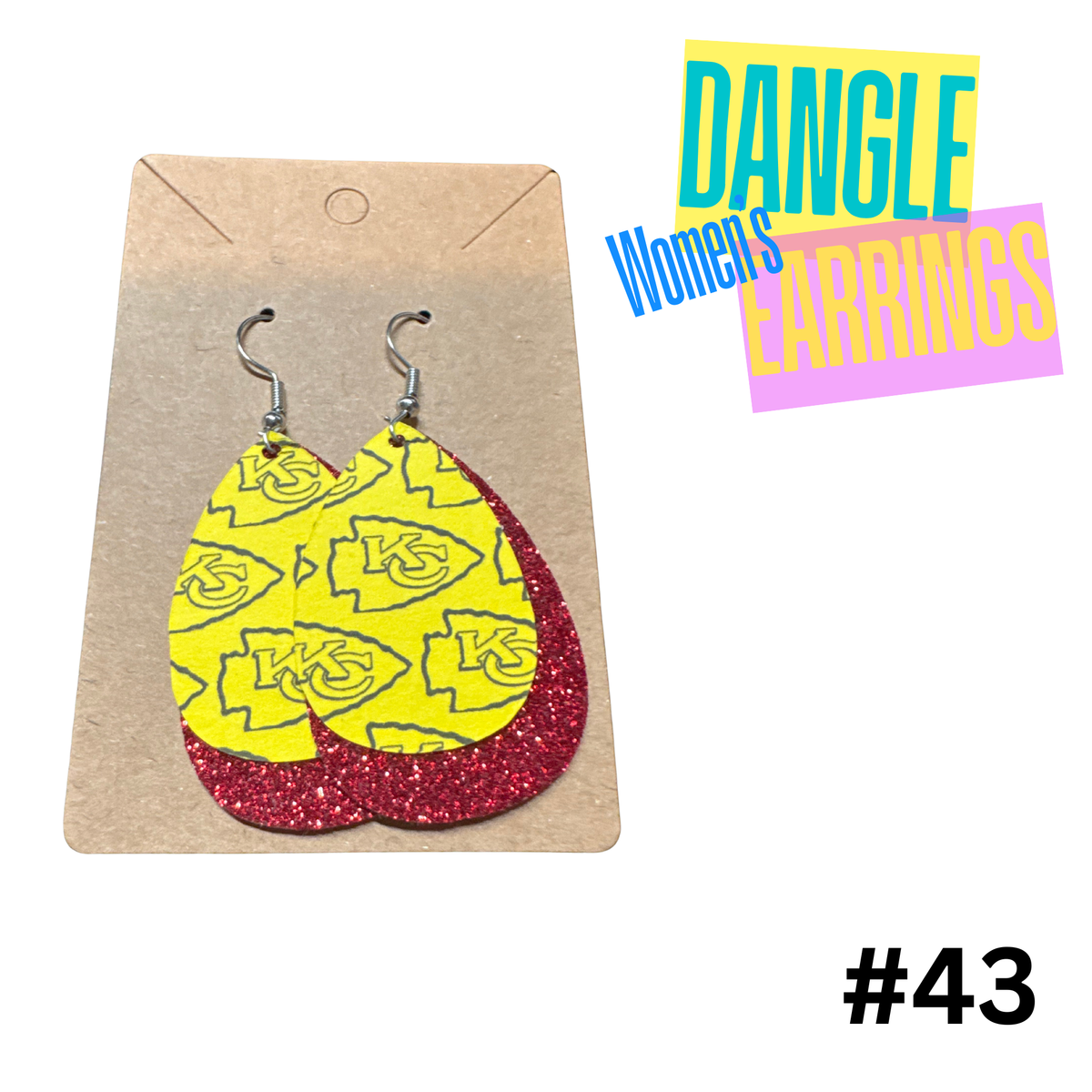 Earrings #43- Faux Leather Kansas City Chiefs Earrings