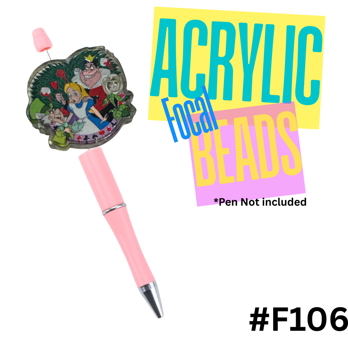 F106 Alice with friends in the garden Acrylic Focal Bead