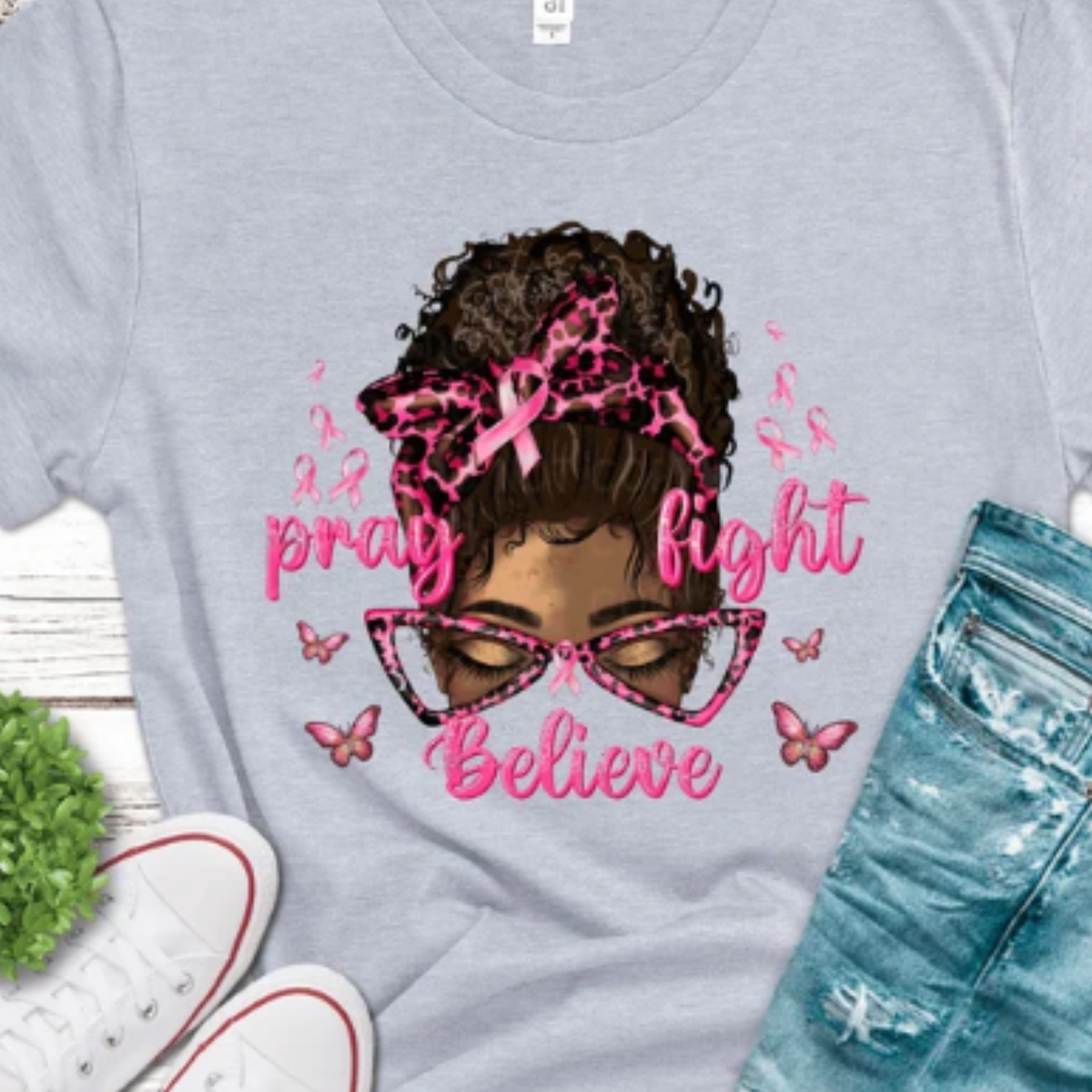 Pray Believe Fight DTF Print Only