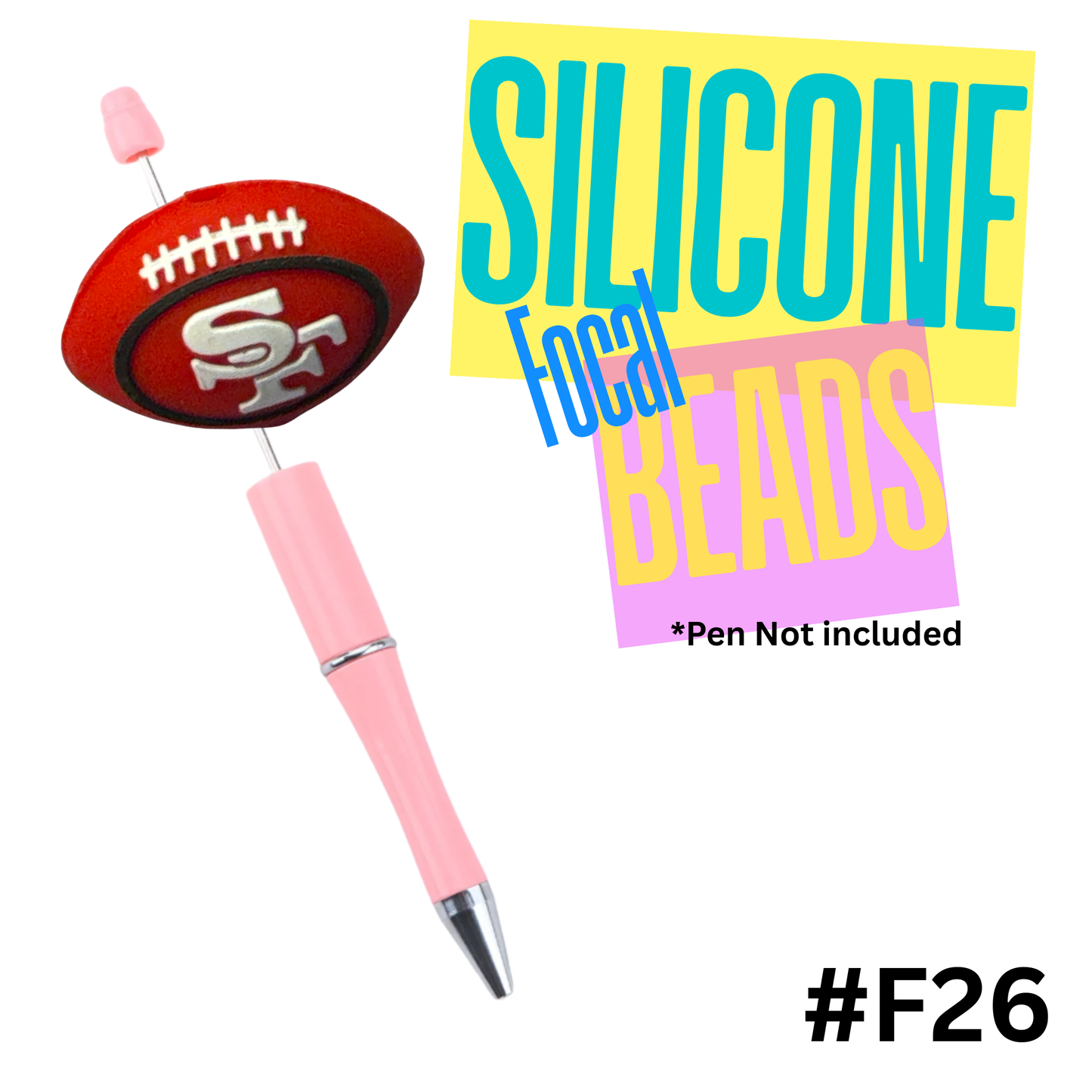 F26 49ers silicon focal bead