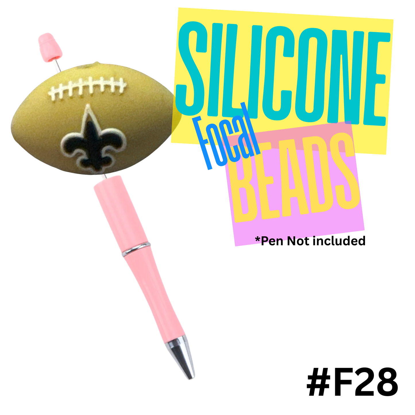 F28 Saints silicon focal bead