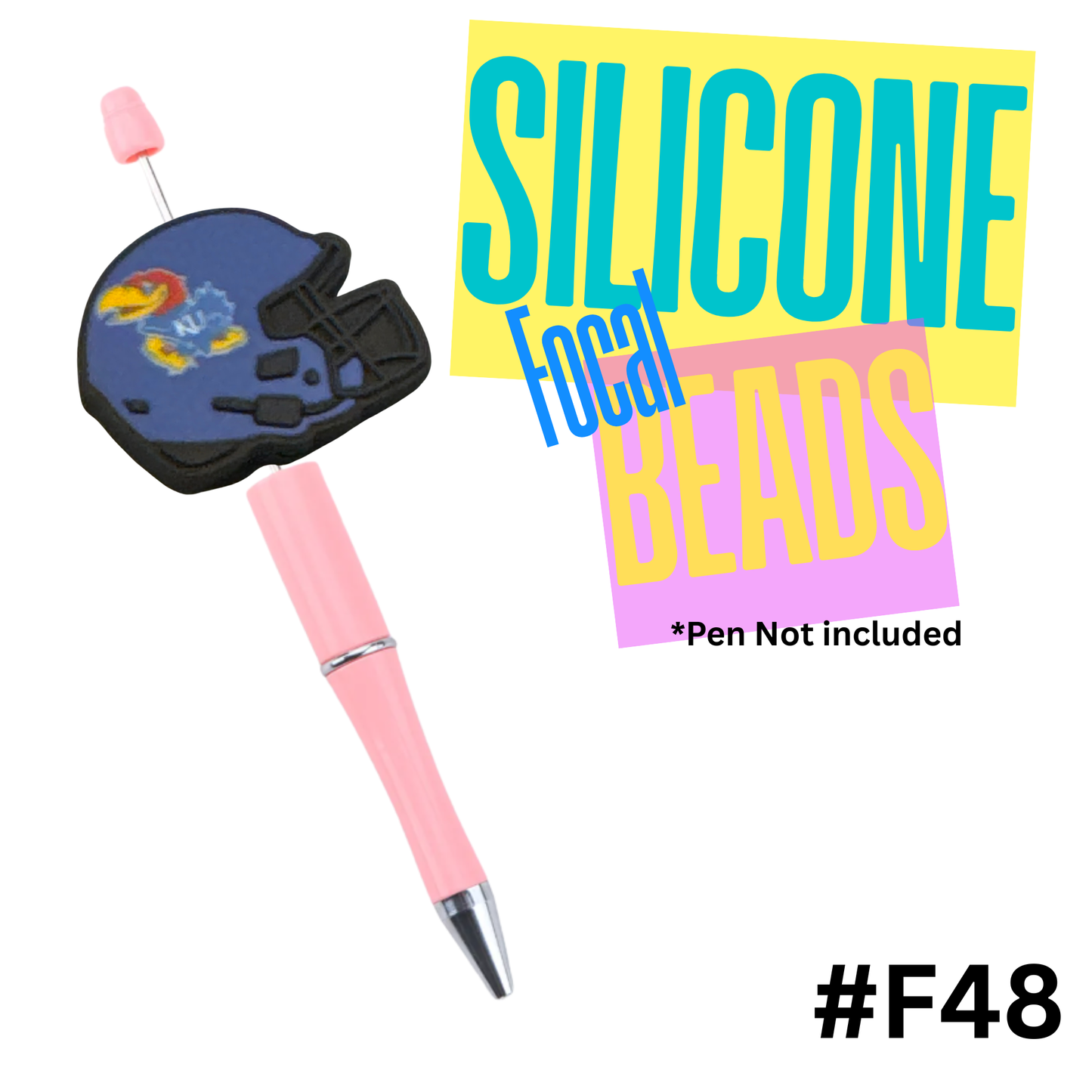 F48 Kansas Jahawks silicon focal bead