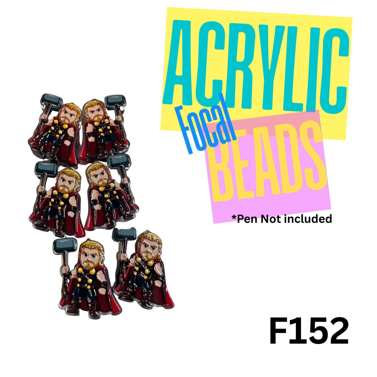 F152 Strong Hammer Man Acrylic Focal Bead