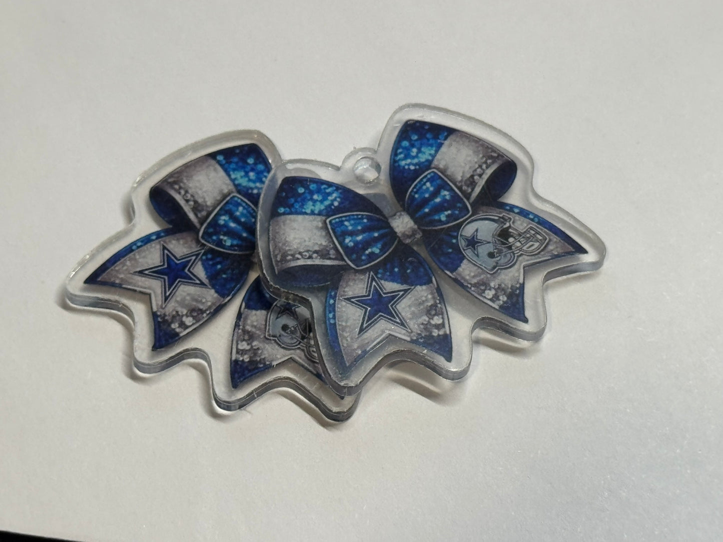 Dallas Bow 4cm Double Sided Acrylics With Hole Set of 2