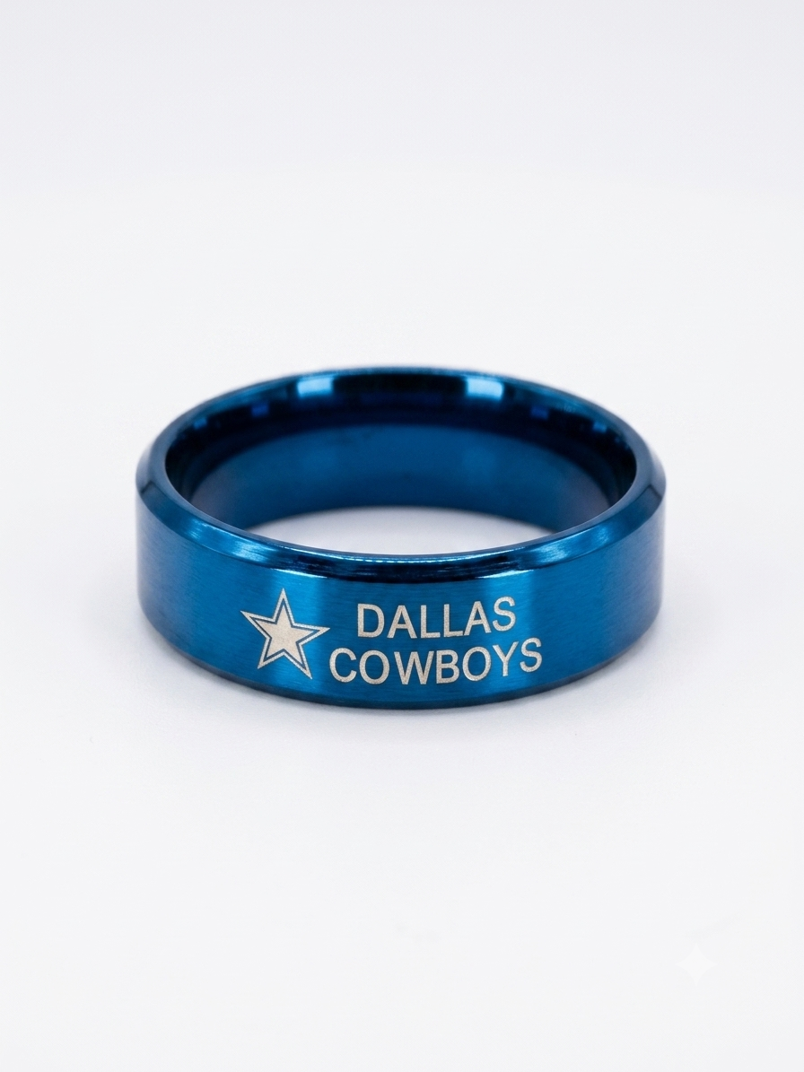 Lone Star Loyalty: Men's Deep Blue Laser-Engraved Band