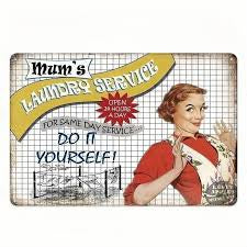 Mum's Laundry Service Funny Retro Metal Sign Wall Art Home Decor Kitchen 12x8 inches