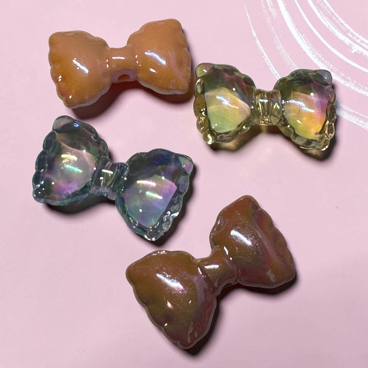 Acrylic Bow Focal Beads - Set of 4
