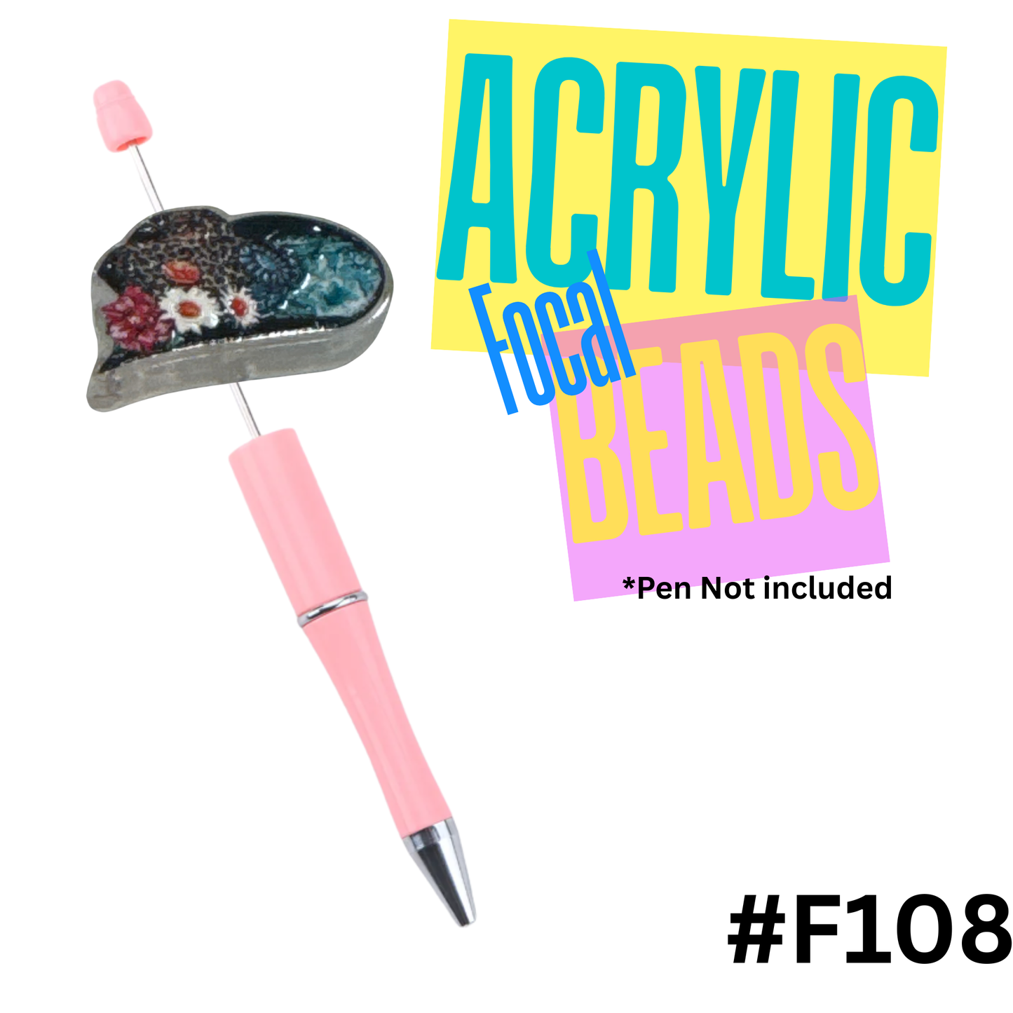 F108 Western Cowgirl Hat Acrylic Focal Bead