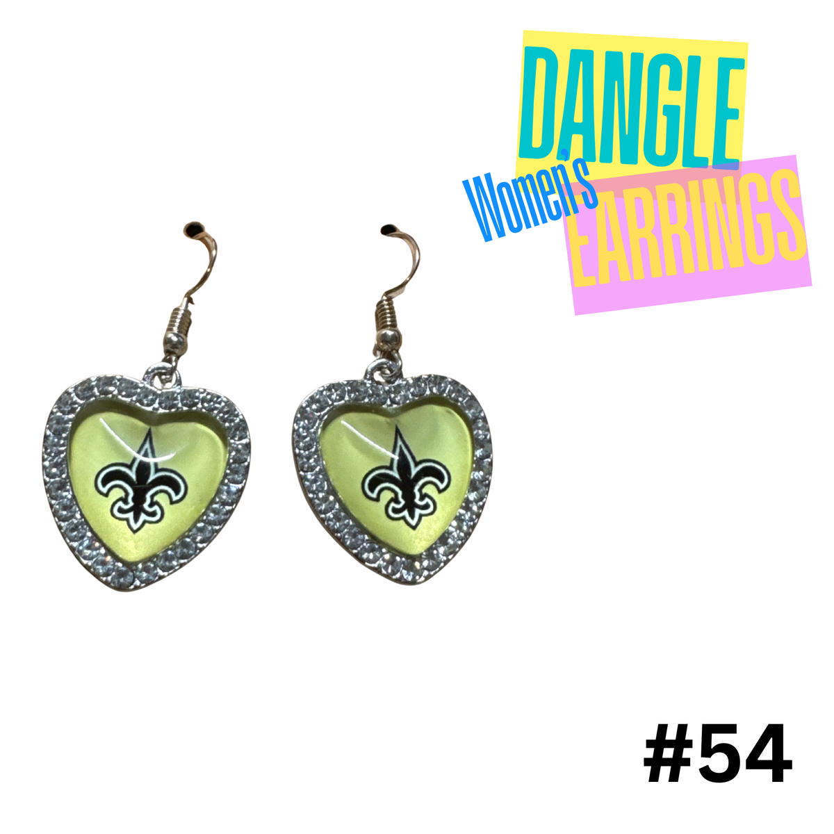 Earrings #54 - New Orleans Saints Rhinestone Heart Earrings