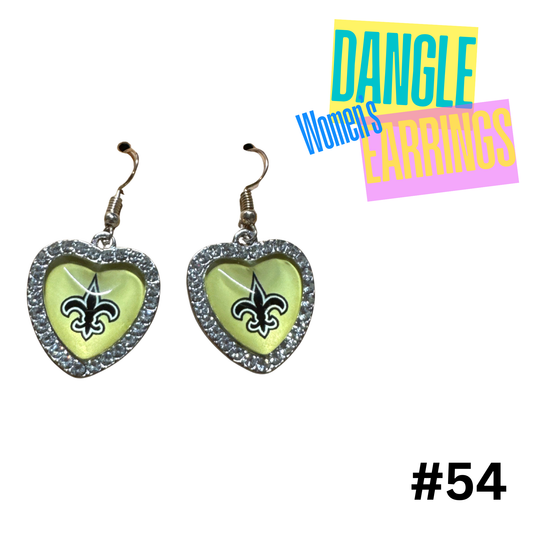 Earrings #54 - New Orleans Saints Rhinestone Heart Earrings