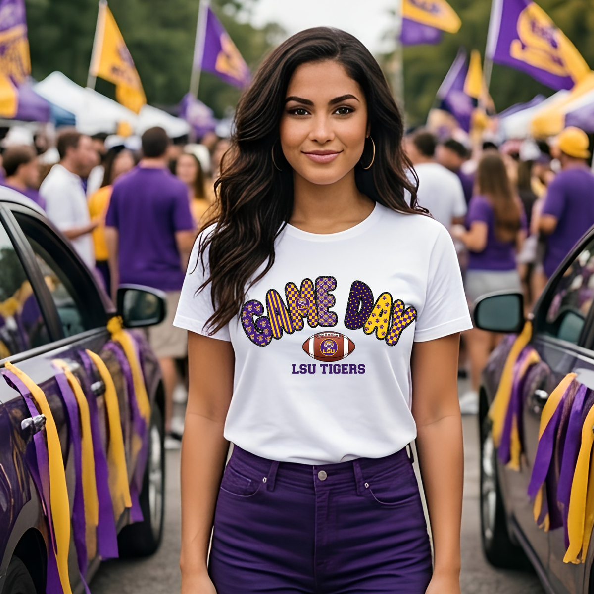 Purple and Gold Tigers Gameday DTF Print Only