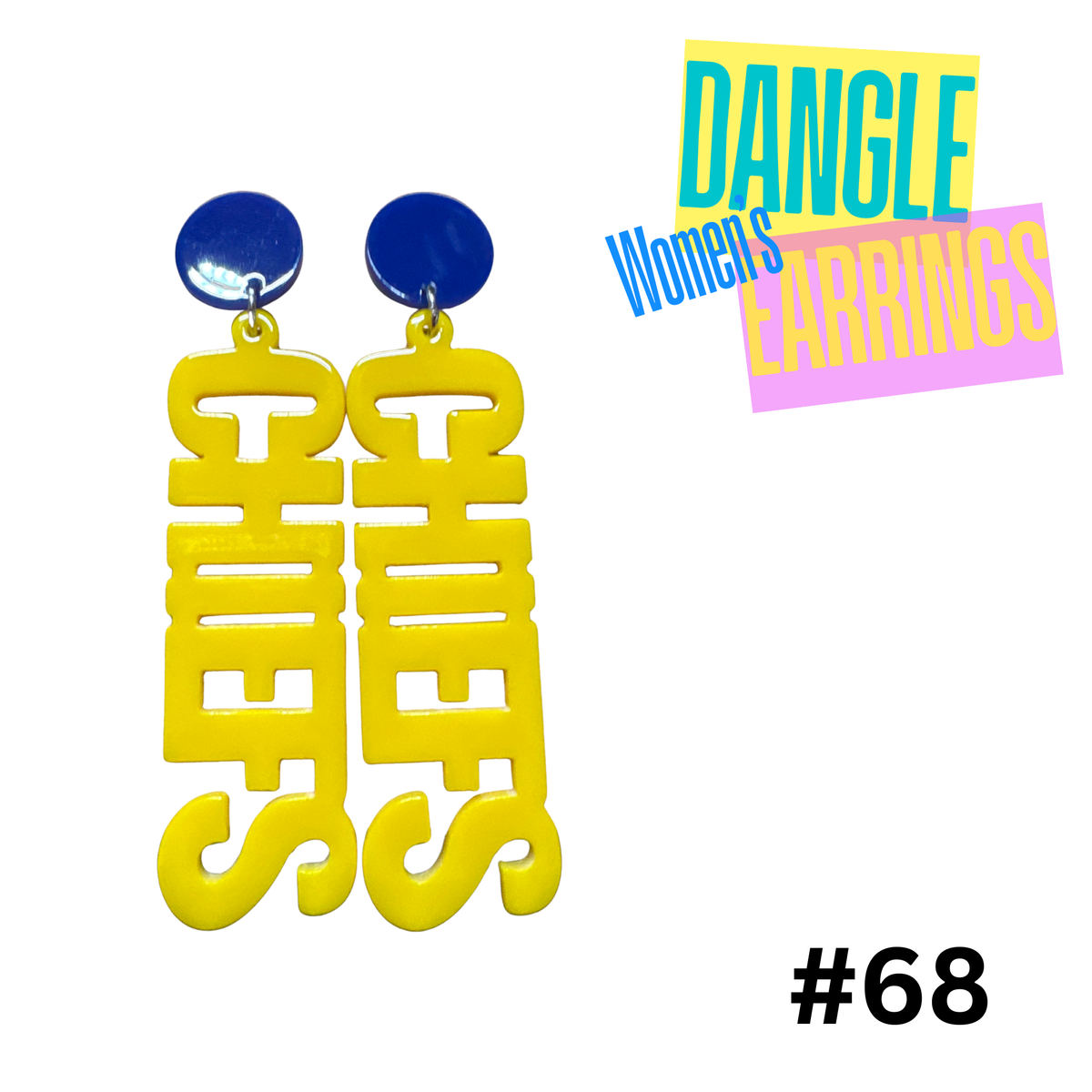 Earrings #68 - Yellow and Blue Acrylic Chiefs Earrings