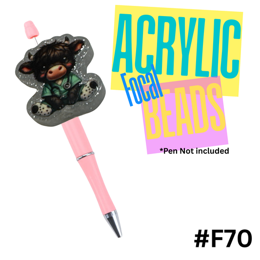 F70 Highland Cow Acrylic Focal Bead