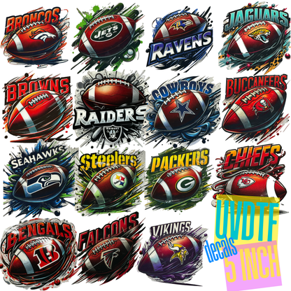 Football Teams 5in UVDTF Decals