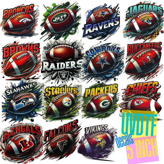 Football Teams 5in UVDTF Decals