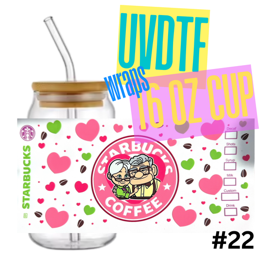 #22 UP Starbucks 16oz Libby Glass Can UVDTF Wrap – Waterproof Ready-to-Apply Decal