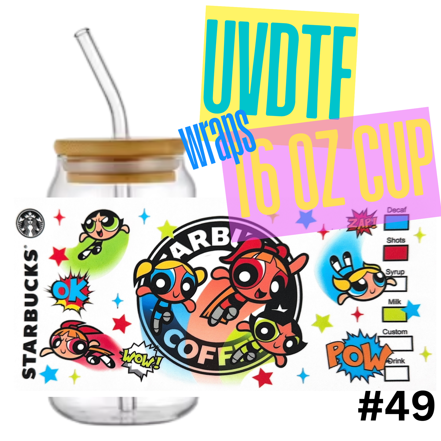 16oz Libby Glass Can UVDTF Wrap – Waterproof Ready-to-Apply Decal