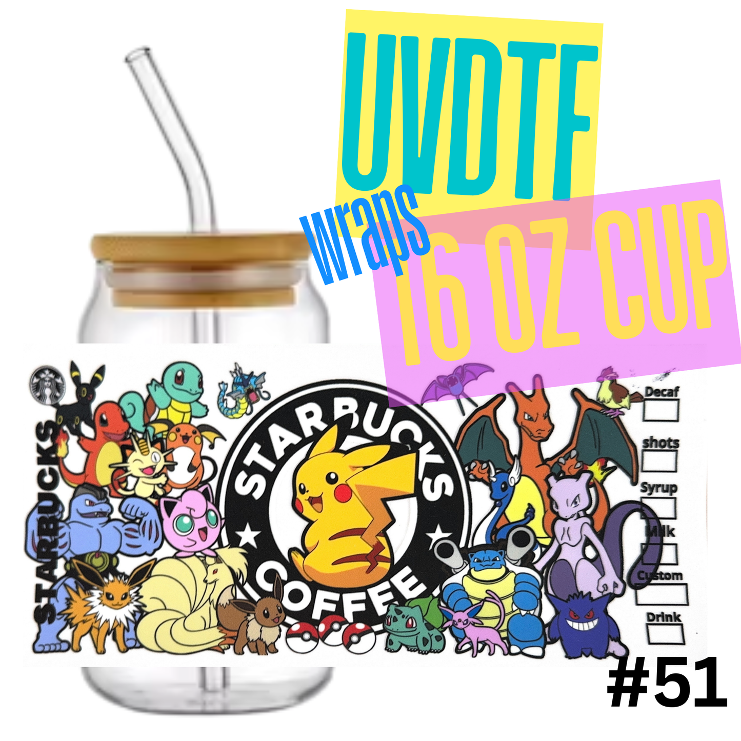 16oz Libby Glass Can UVDTF Wrap – Waterproof Ready-to-Apply Decal