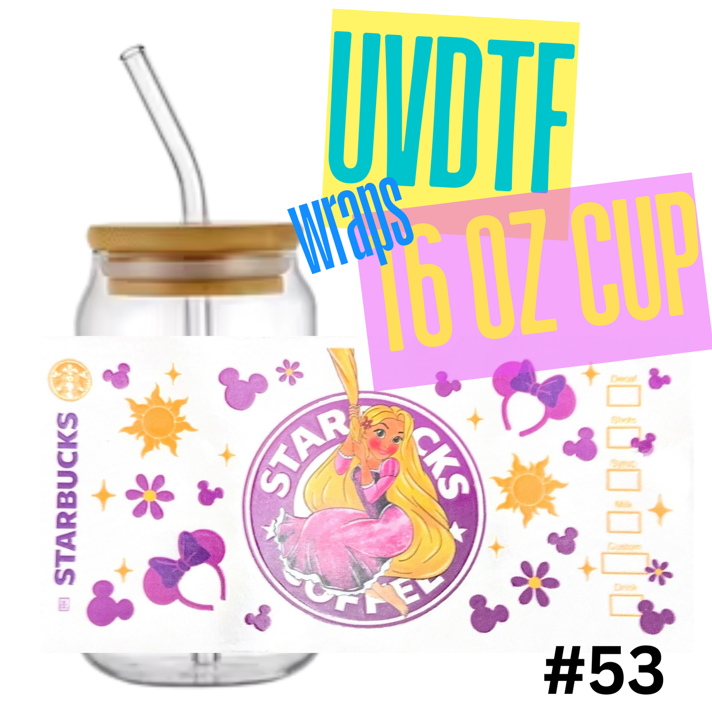 16oz Libby Glass Can UVDTF Wrap – Waterproof Ready-to-Apply Deca