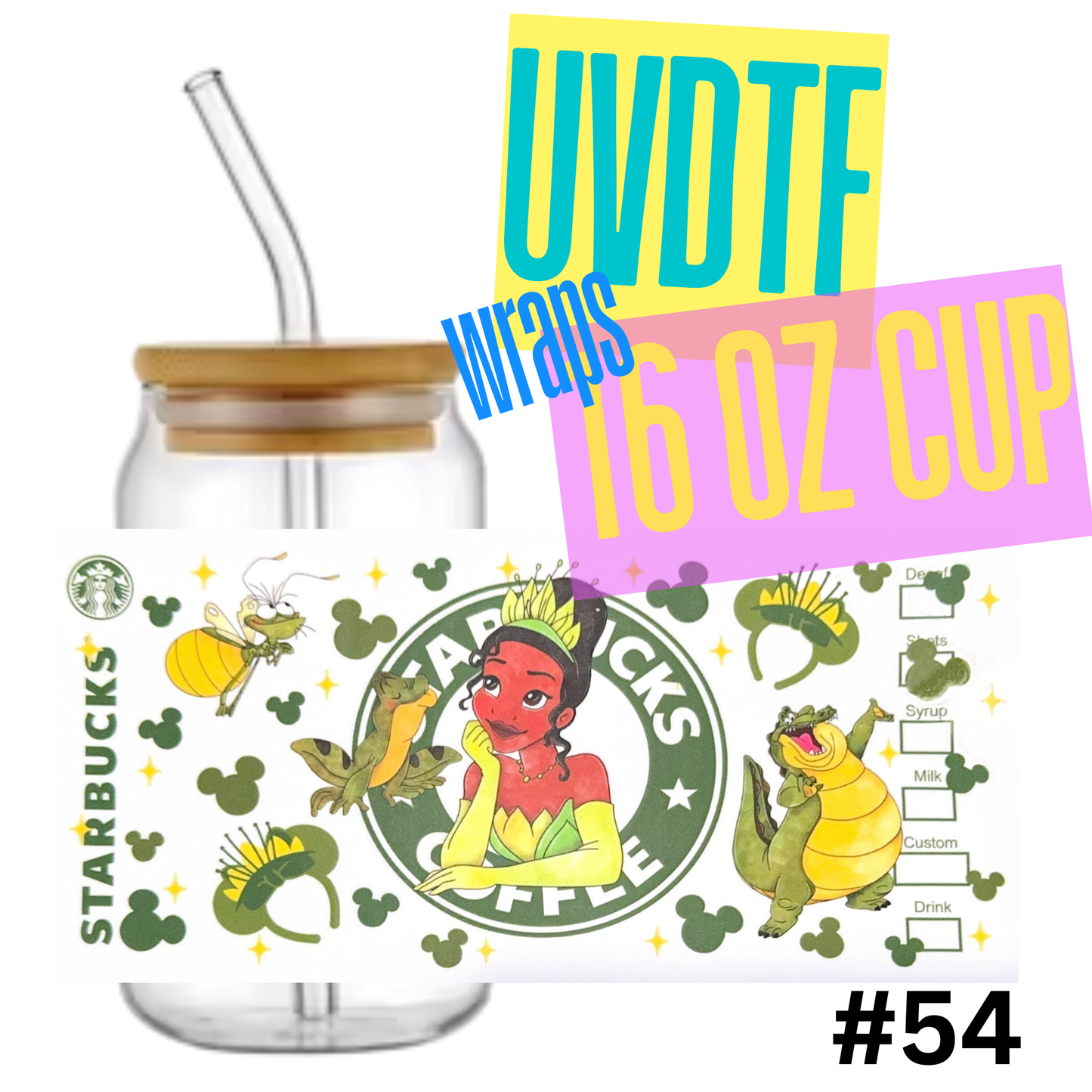 16oz Libby Glass Can UVDTF Wrap – Waterproof Ready-to-Apply Deca