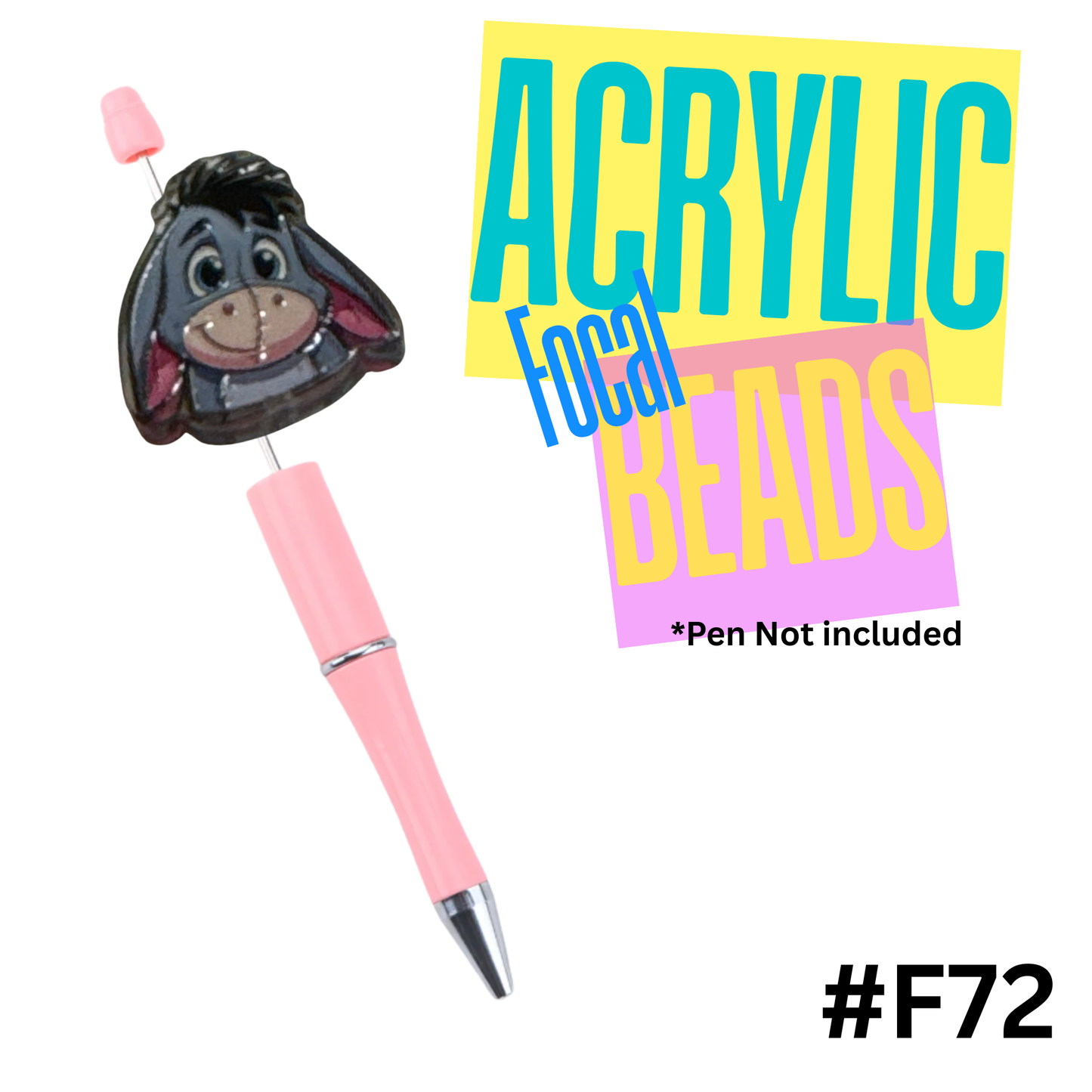 F72 Eeyore Face Acrylic Focal Bead