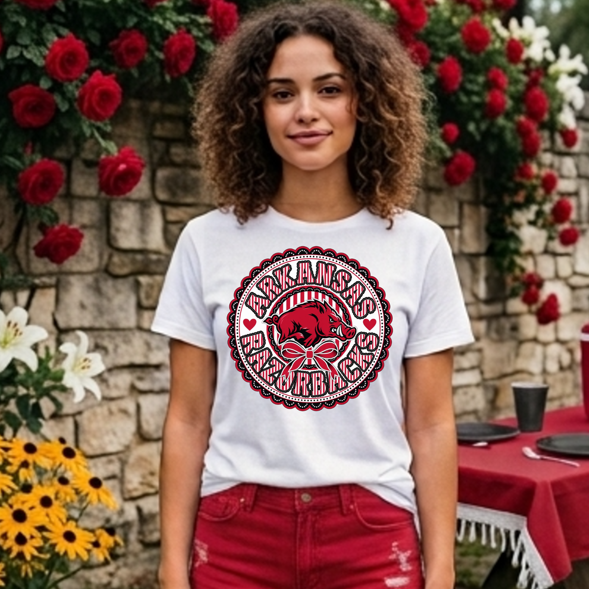 University of Arkansas Round Doily DTF Print Only