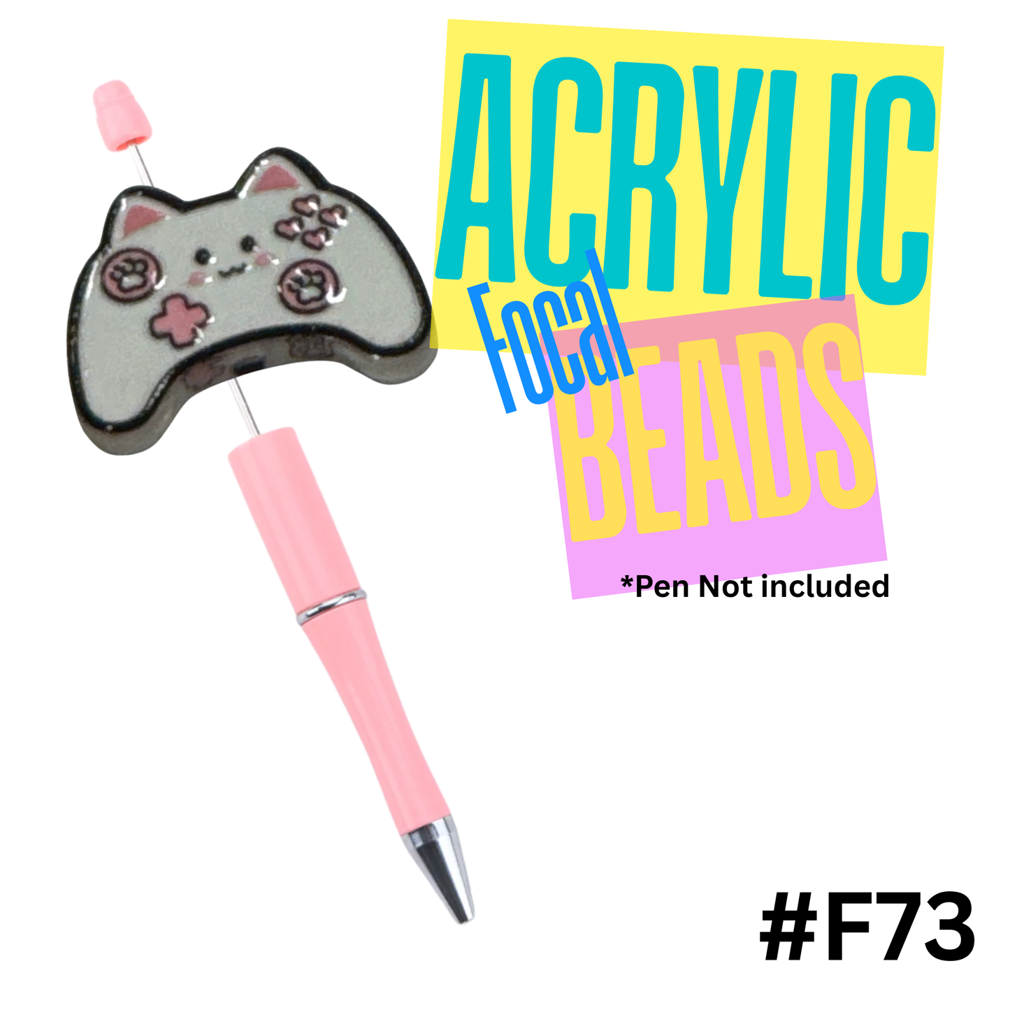 F73 Cat Controller Acrylic Focal Bead