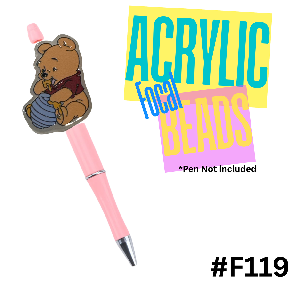 F119 Baby Honey Loving Pooh Acrylic Focal Bead