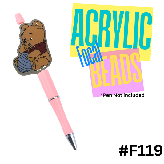 F119 Baby Honey Loving Pooh Acrylic Focal Bead