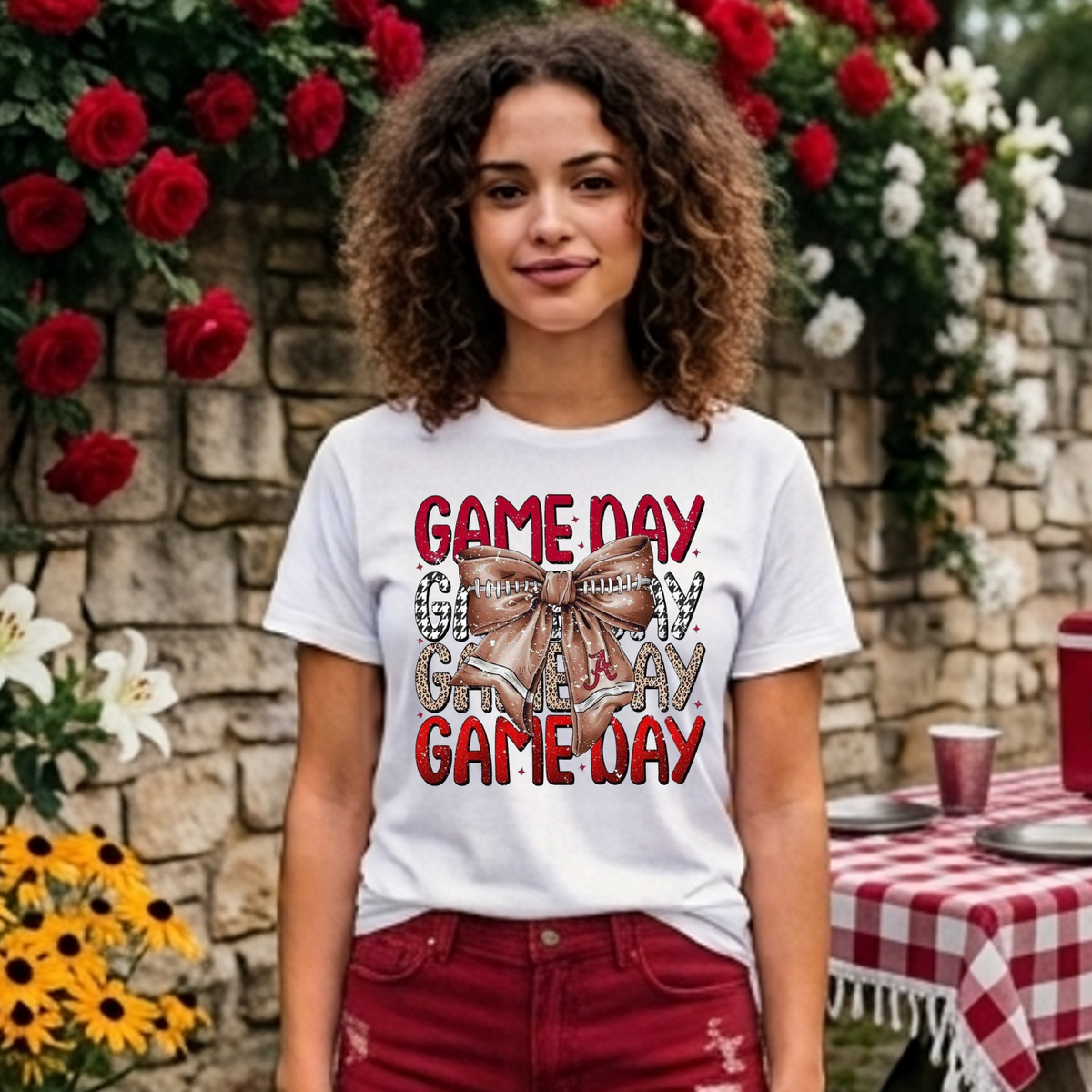 Game Day Alabama with Bow DTF Print Only