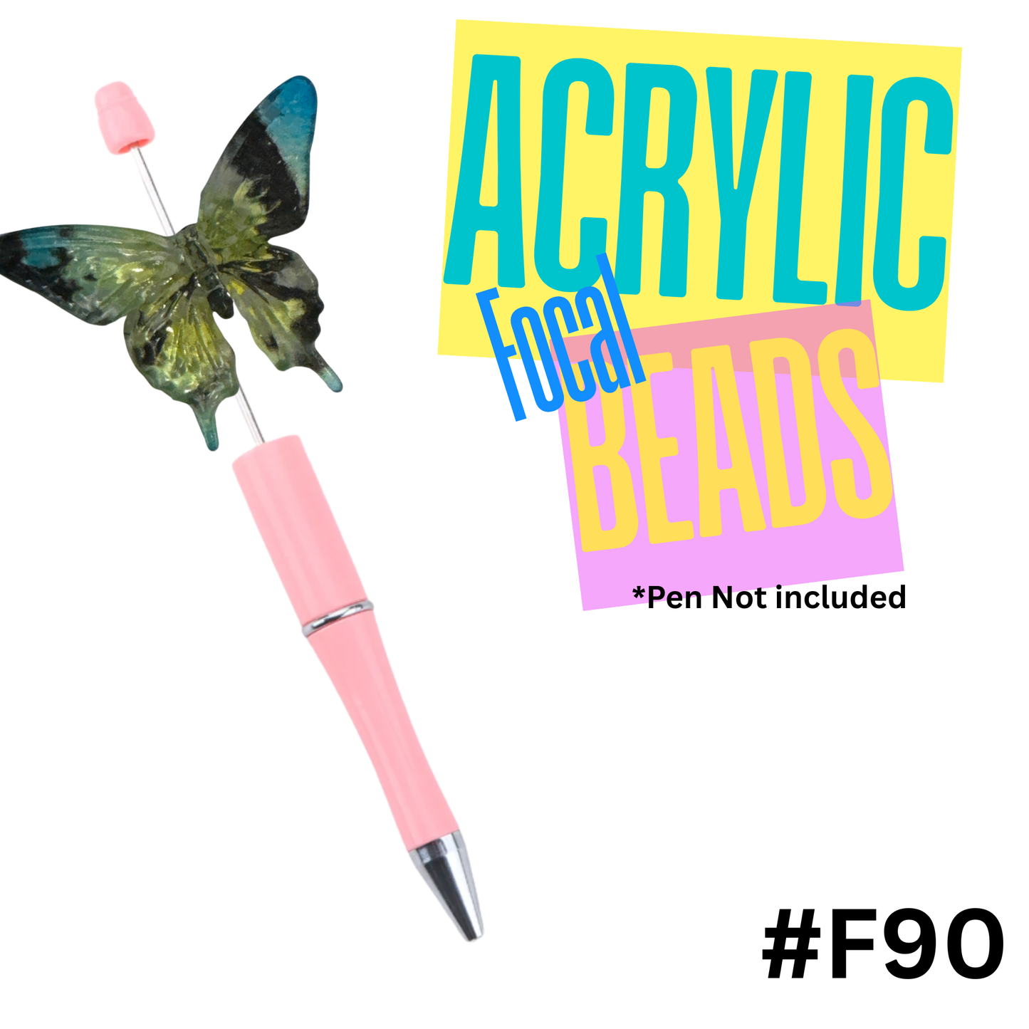 F90 Butterfly blue and yellow Acrylic Focal Bead