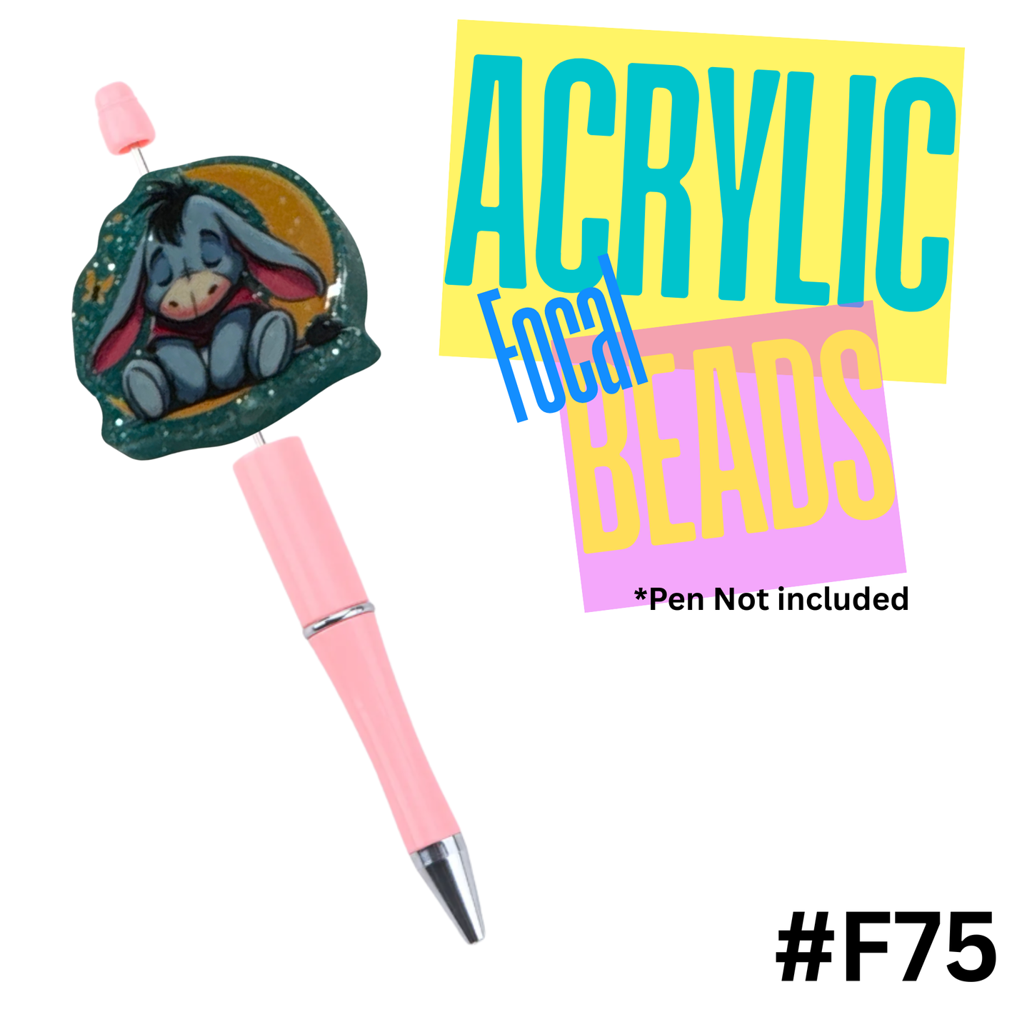 F75 Sad Eeyore Acrylic Focal Bead