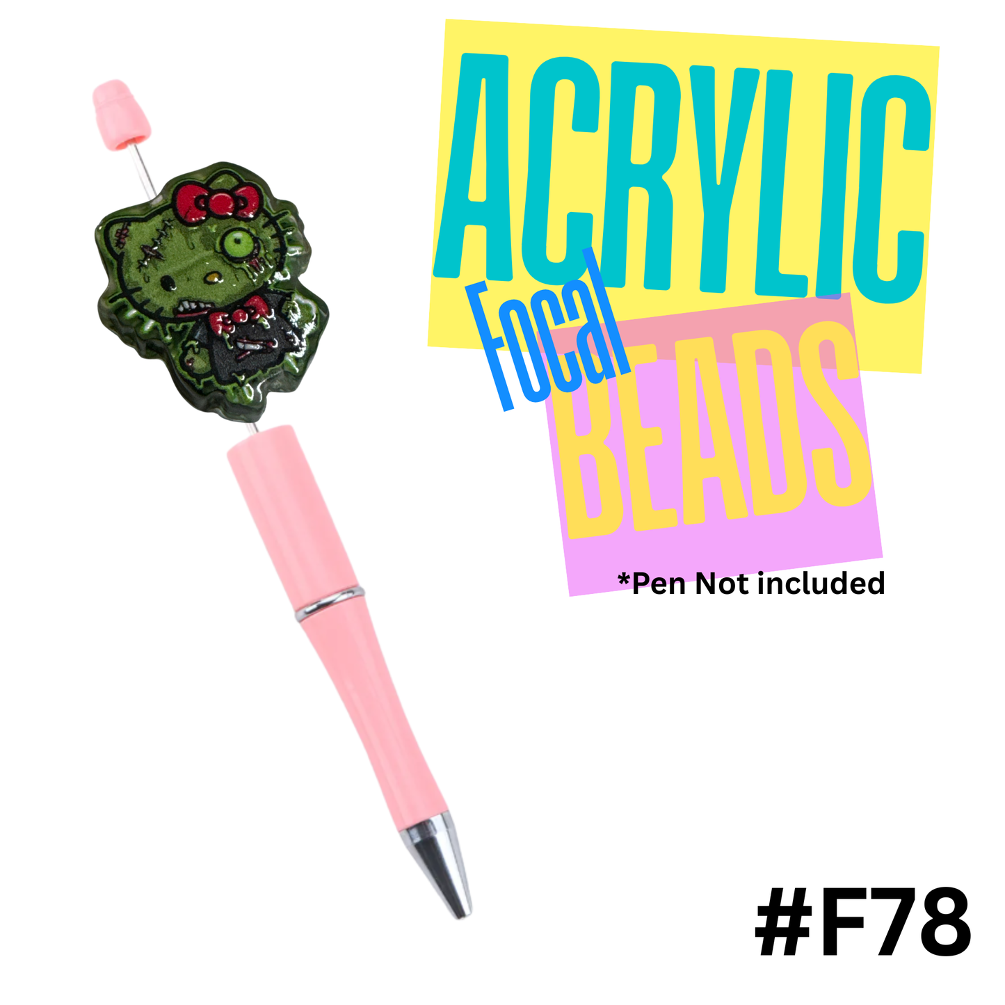 F78 Frankin Kitty Acrylic Focal Bead