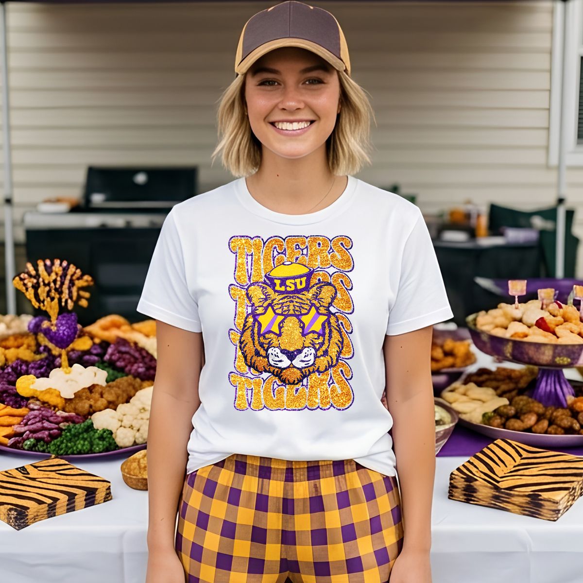 Gold Glitter Stacked Tigers DTF Print Only