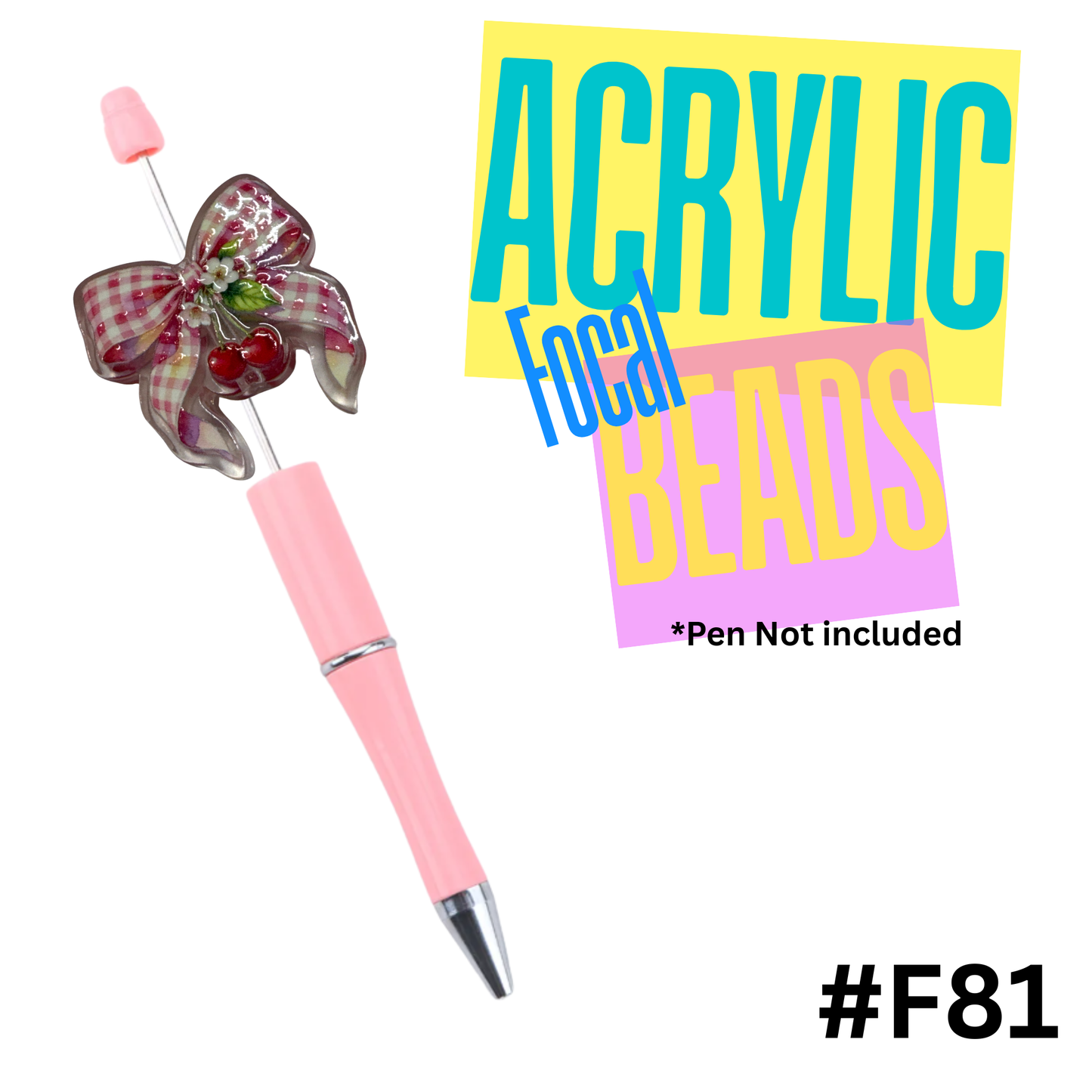 F81 Cherry Bow Acrylic Focal Bead