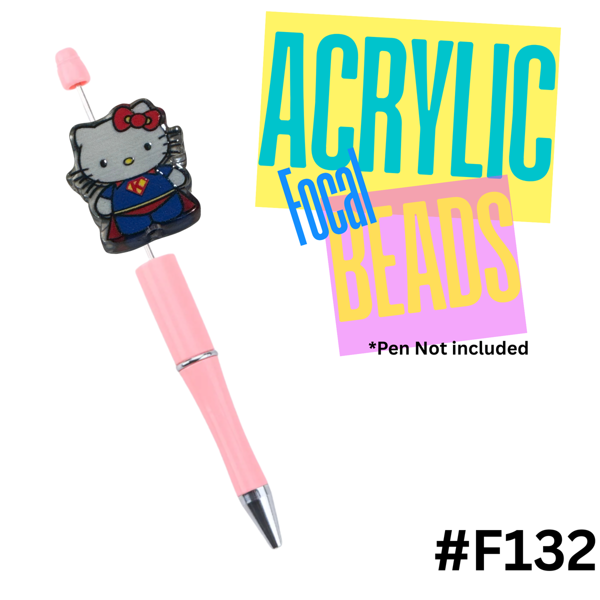F132 Super Kitty Acrylic Focal Bead