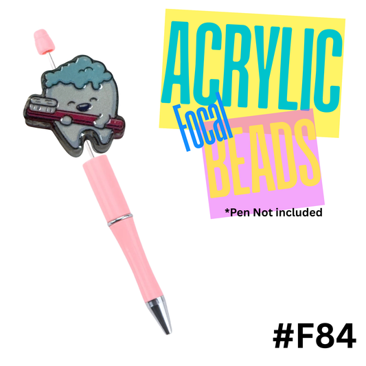 F84 Brush Those Teeth Acrylic Focal Bead