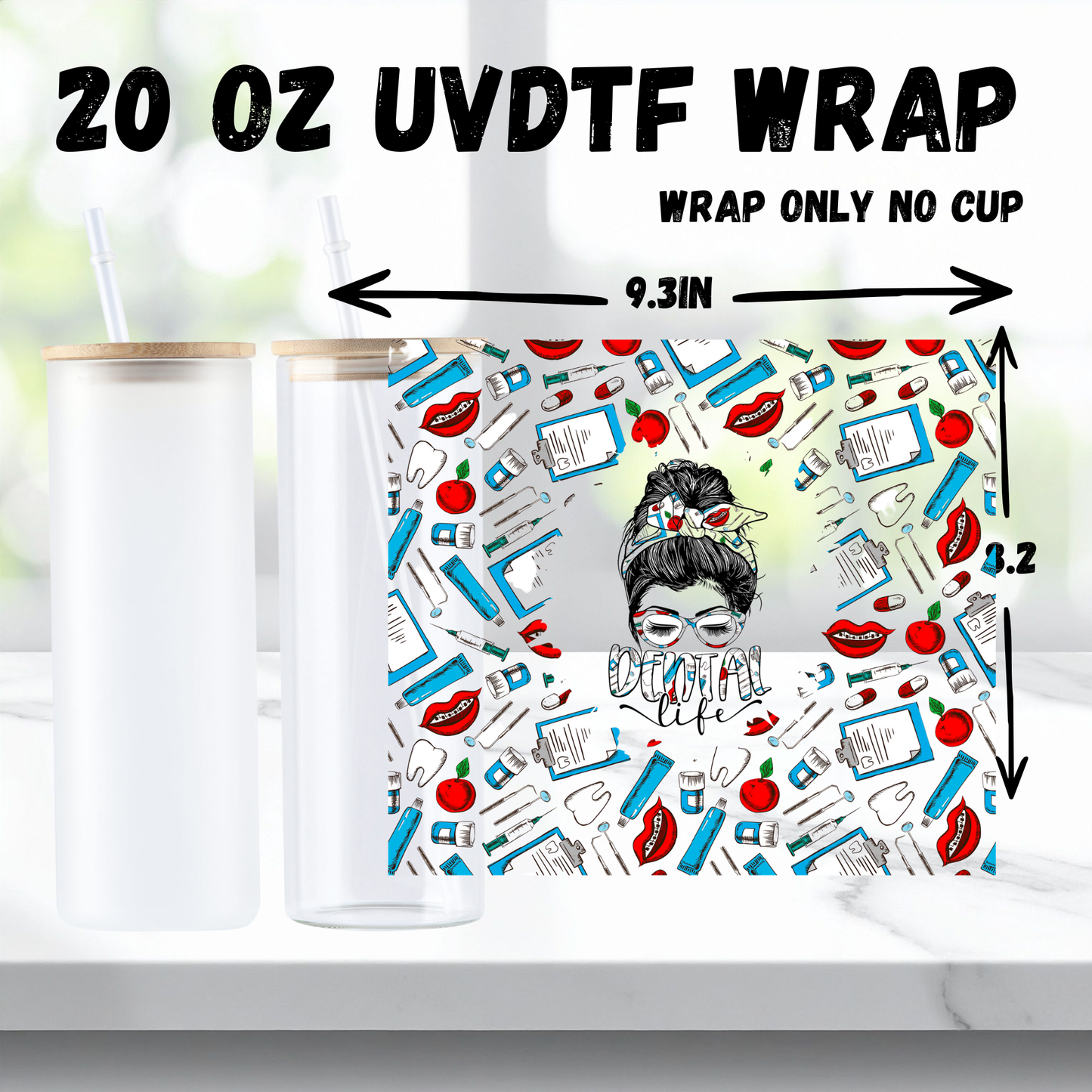 5 Sets of 2 - Exquisite Healthcare themed UV DTF 20oz Cup Sticker Packaging Stickers