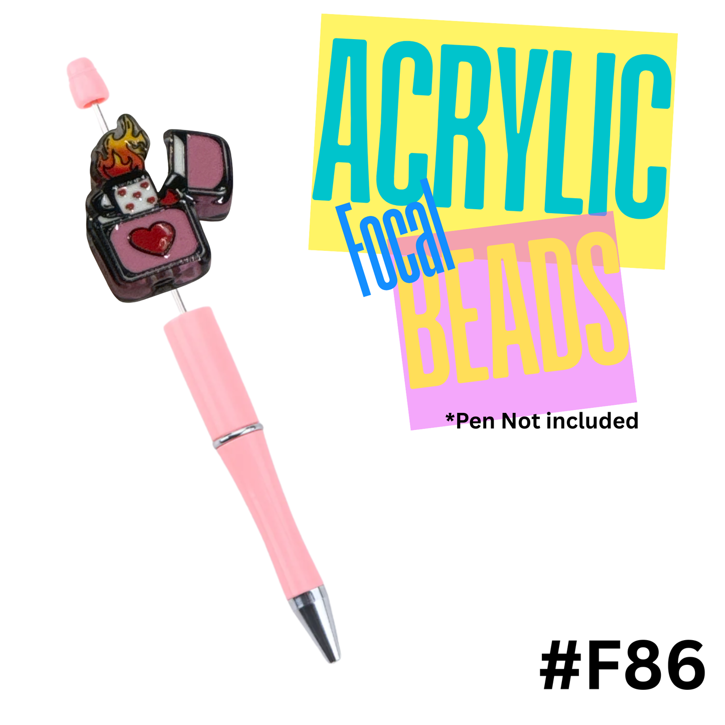 F86 Light My Fire Acrylic Focal Bead